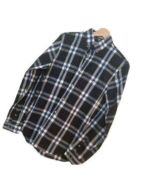 Express Men's Black‎ & Blue Button Down Long Sleeves Dress Shirt Men's Size Med